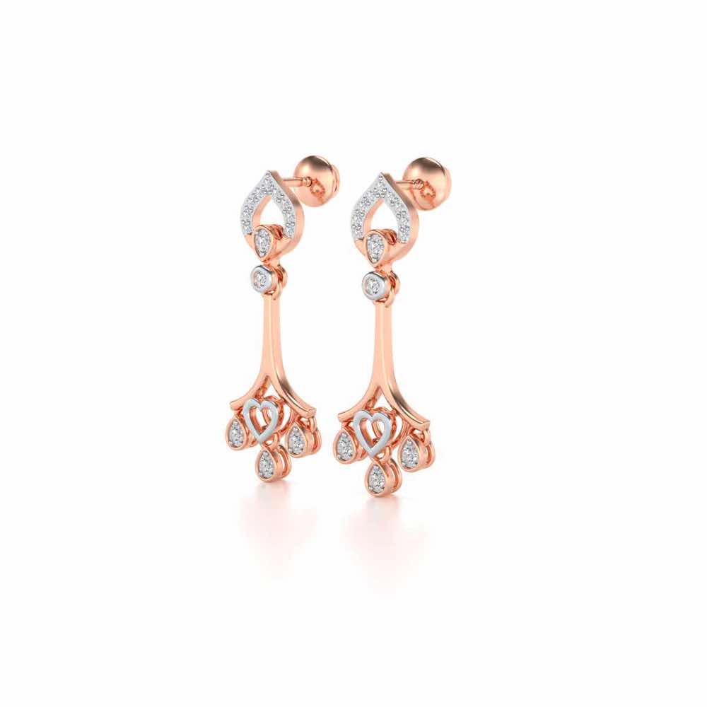Heart Spell Drops Earrings - Rose Gold - Image 3