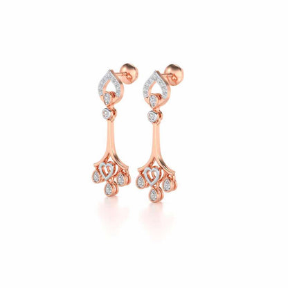 Heart Spell Drops Earrings - Rose Gold - Image 3