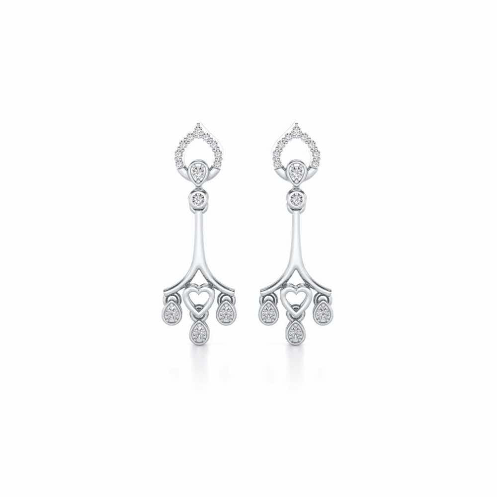 Heart Spell Drops Earrings - White Gold - Image 1