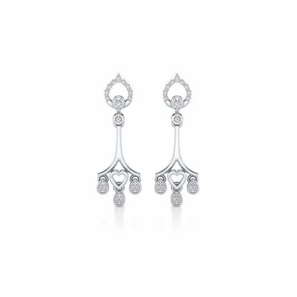 Heart Spell Drops Earrings - White Gold - Image 1