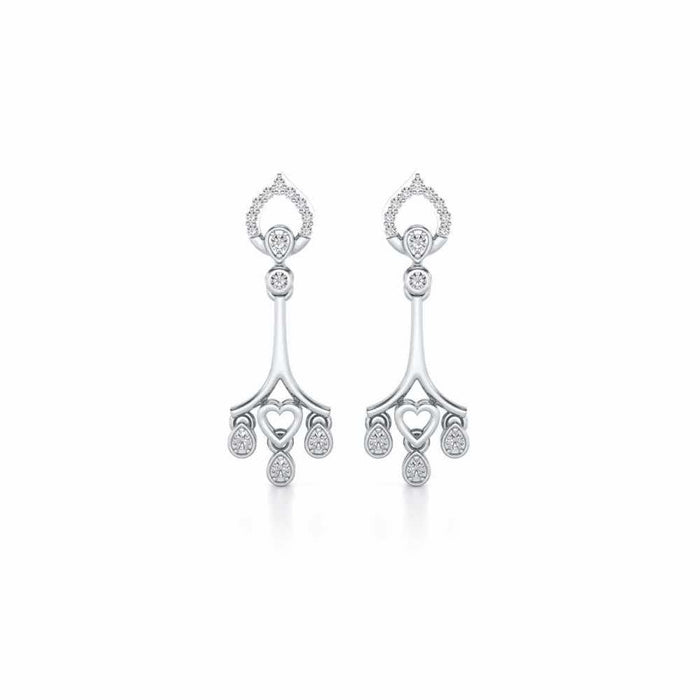 Heart Spell Drops Earrings - White Gold - Image 1