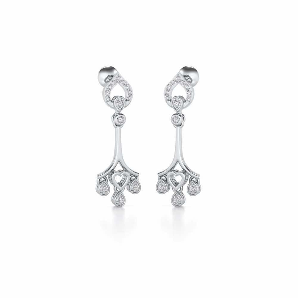 Heart Spell Drops Earrings - White Gold - Image 2