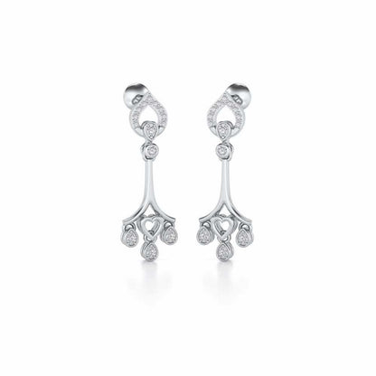 Heart Spell Drops Earrings - White Gold - Image 2