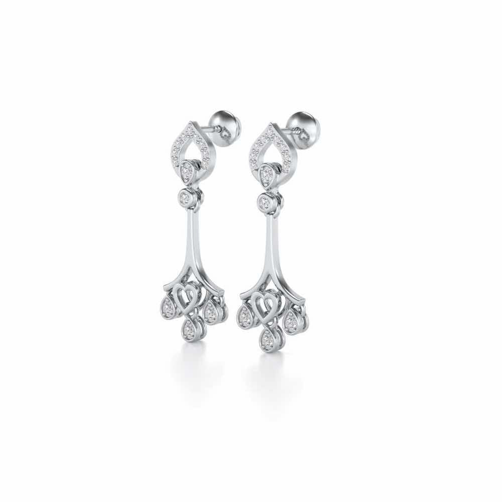 Heart Spell Drops Earrings - White Gold - Image 3