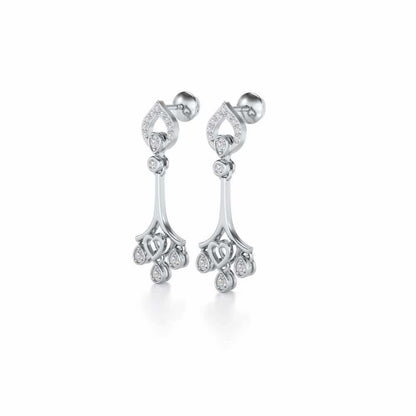 Heart Spell Drops Earrings - White Gold - Image 3