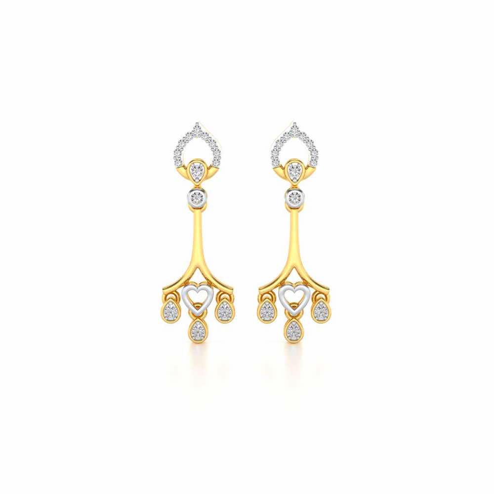 Heart Spell Drops Earrings - Yellow Gold - Image 1