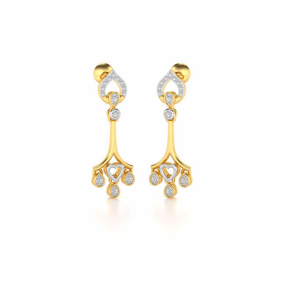 Heart Spell Drops Earrings - Yellow Gold - Image 2