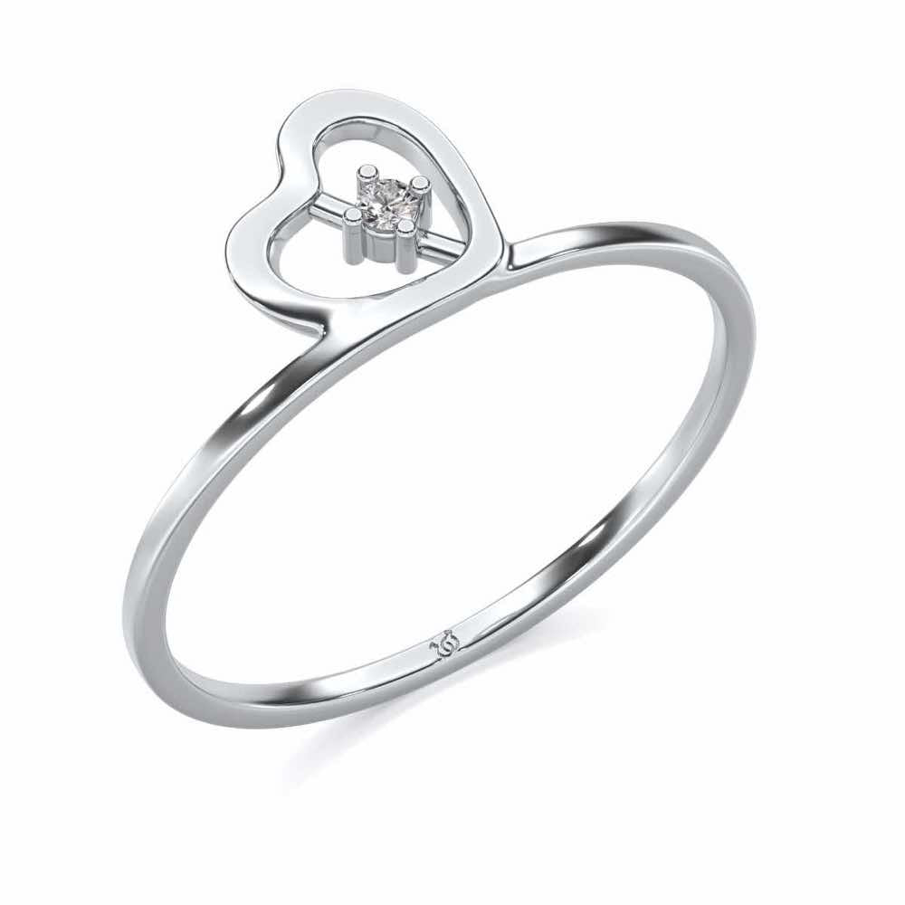 Heart Strand Silver Ring - White Gold - Image 1