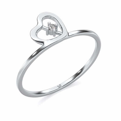 Heart Strand Silver Ring - White Gold - Image 1
