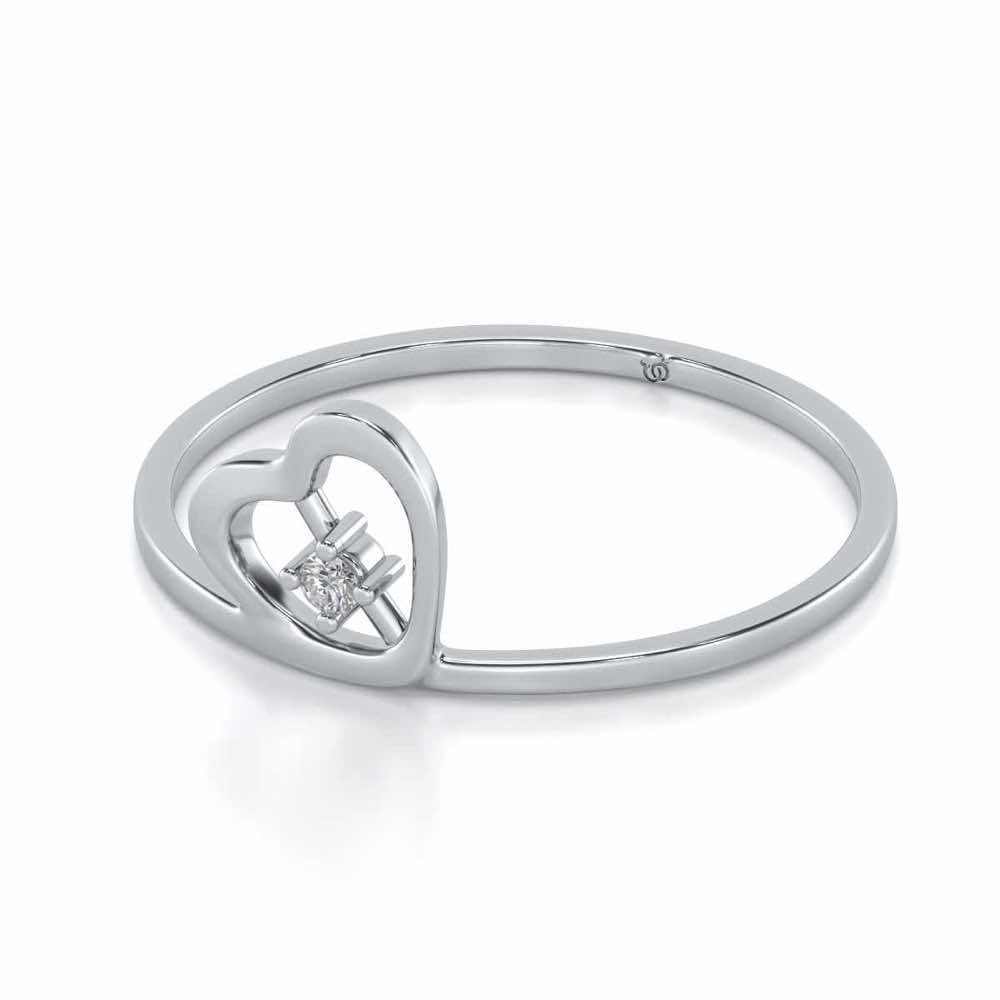 Heart Strand Silver Ring - White Gold - Image 2