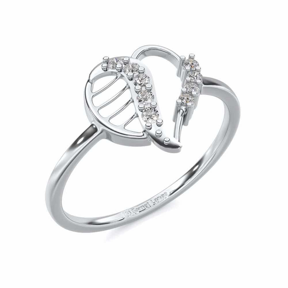 Heart Strings Silver Ring - White Gold - Image 1