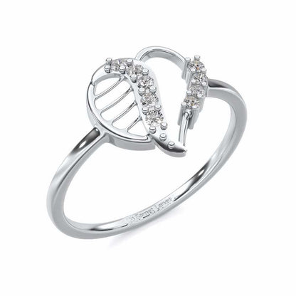 Heart Strings Silver Ring - White Gold - Image 1