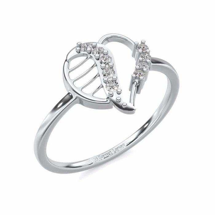 Heart Strings Silver Ring - White Gold - Image 1