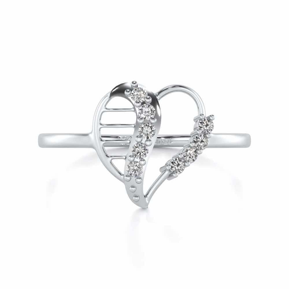 Heart Strings Silver Ring - White Gold - Image 4
