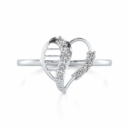 Heart Strings Silver Ring - White Gold - Image 4