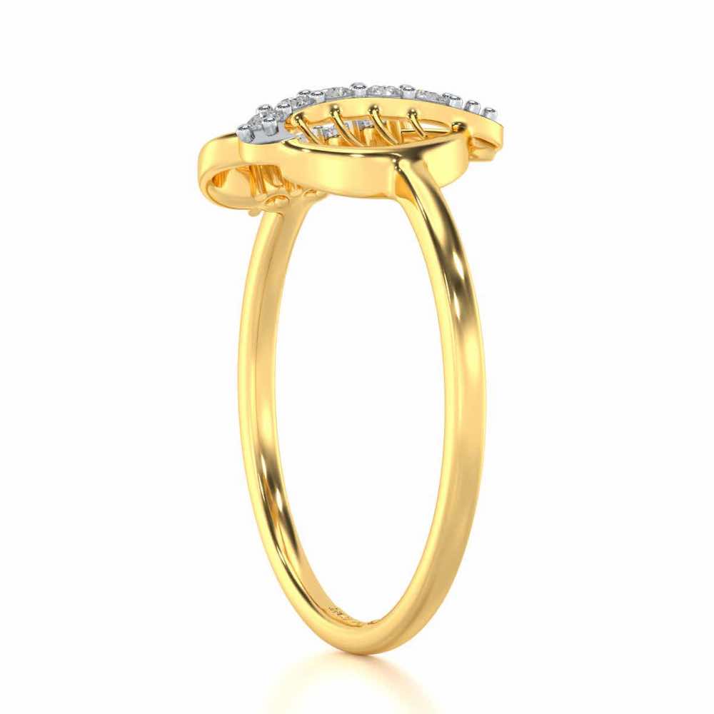 Heart Strings Silver Ring - Yellow Gold - Image 3