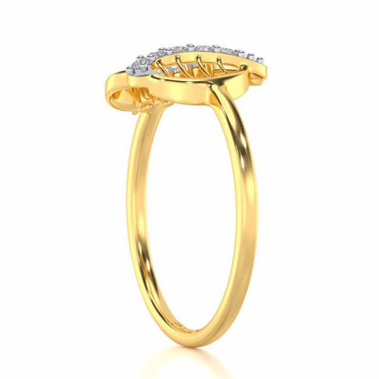 Heart Strings Silver Ring - Yellow Gold - Image 3