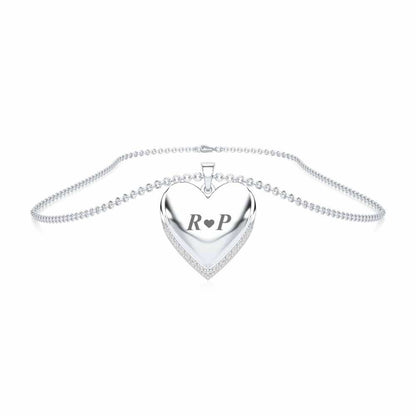Heart Talks Silver Pendant - White Gold - Image 3