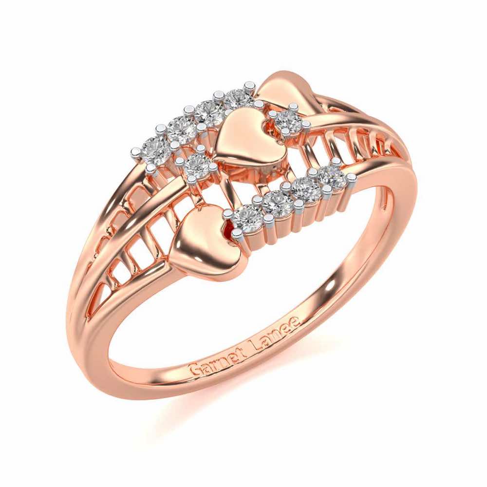 Heart Tracery Silver Ring - Rose Gold - Image 1