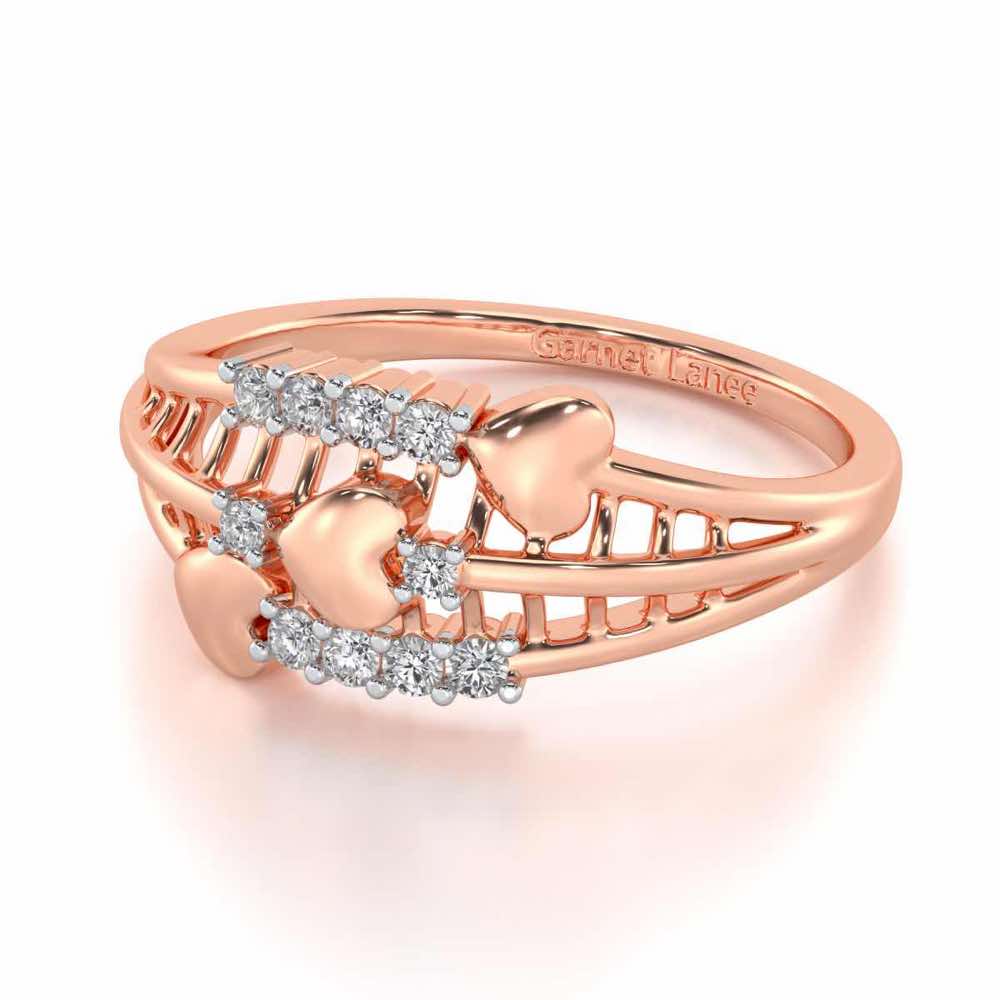 Heart Tracery Silver Ring - Rose Gold - Image 2