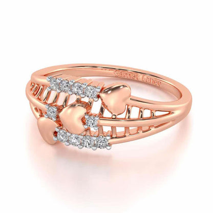 Heart Tracery Silver Ring - Rose Gold - Image 2