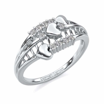 Heart Tracery Silver Ring - White Gold - Image 1