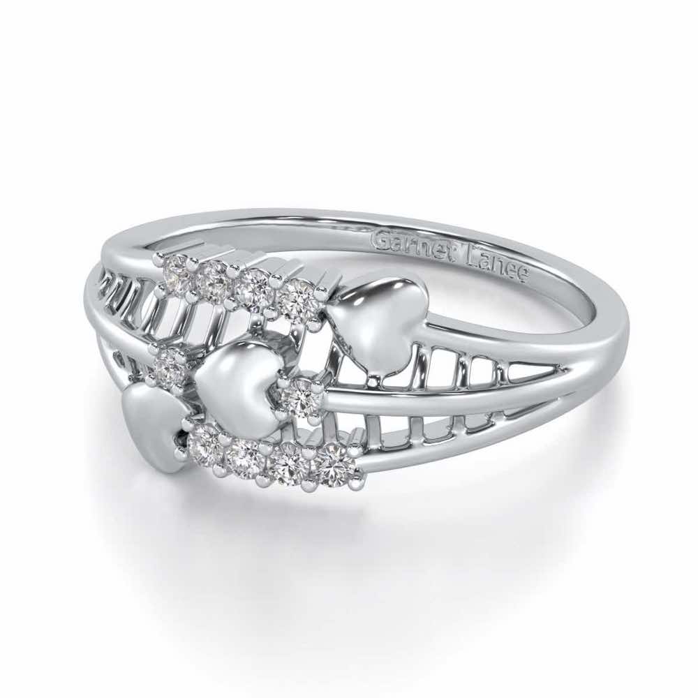 Heart Tracery Silver Ring - White Gold - Image 2