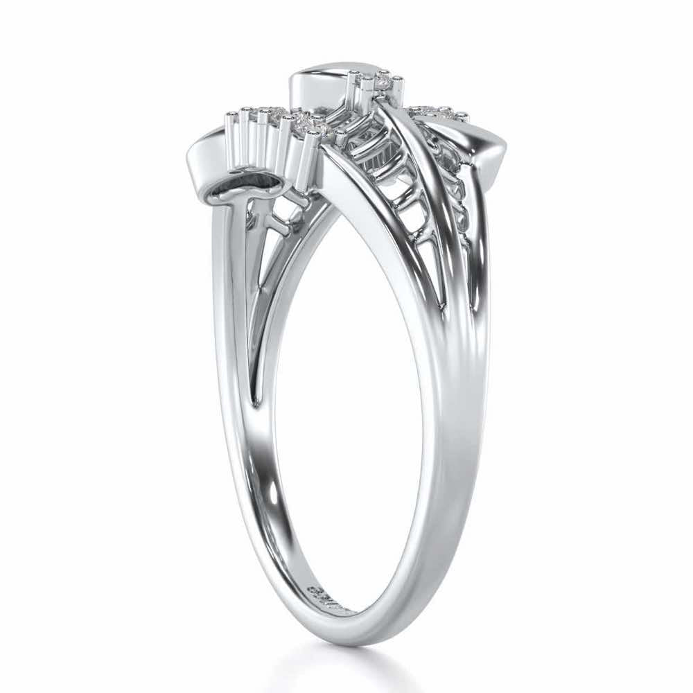 Heart Tracery Silver Ring - White Gold - Image 3
