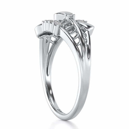 Heart Tracery Silver Ring - White Gold - Image 3
