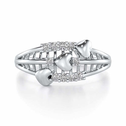 Heart Tracery Silver Ring - White Gold - Image 4