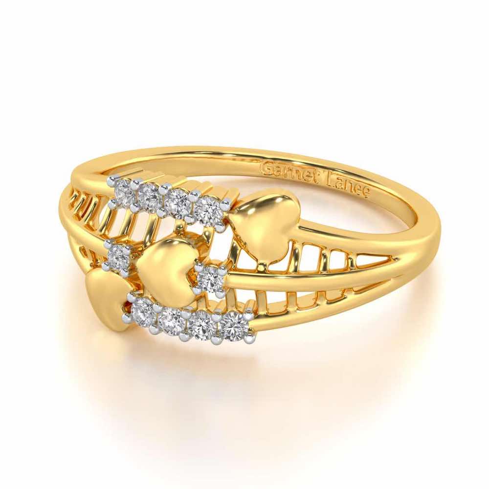Heart Tracery Silver Ring - Yellow Gold - Image 2