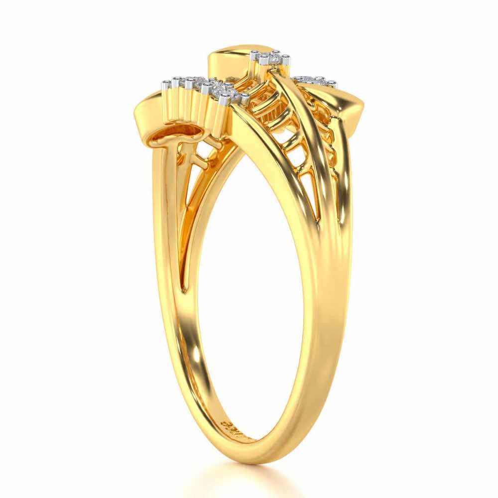 Heart Tracery Silver Ring - Yellow Gold - Image 3