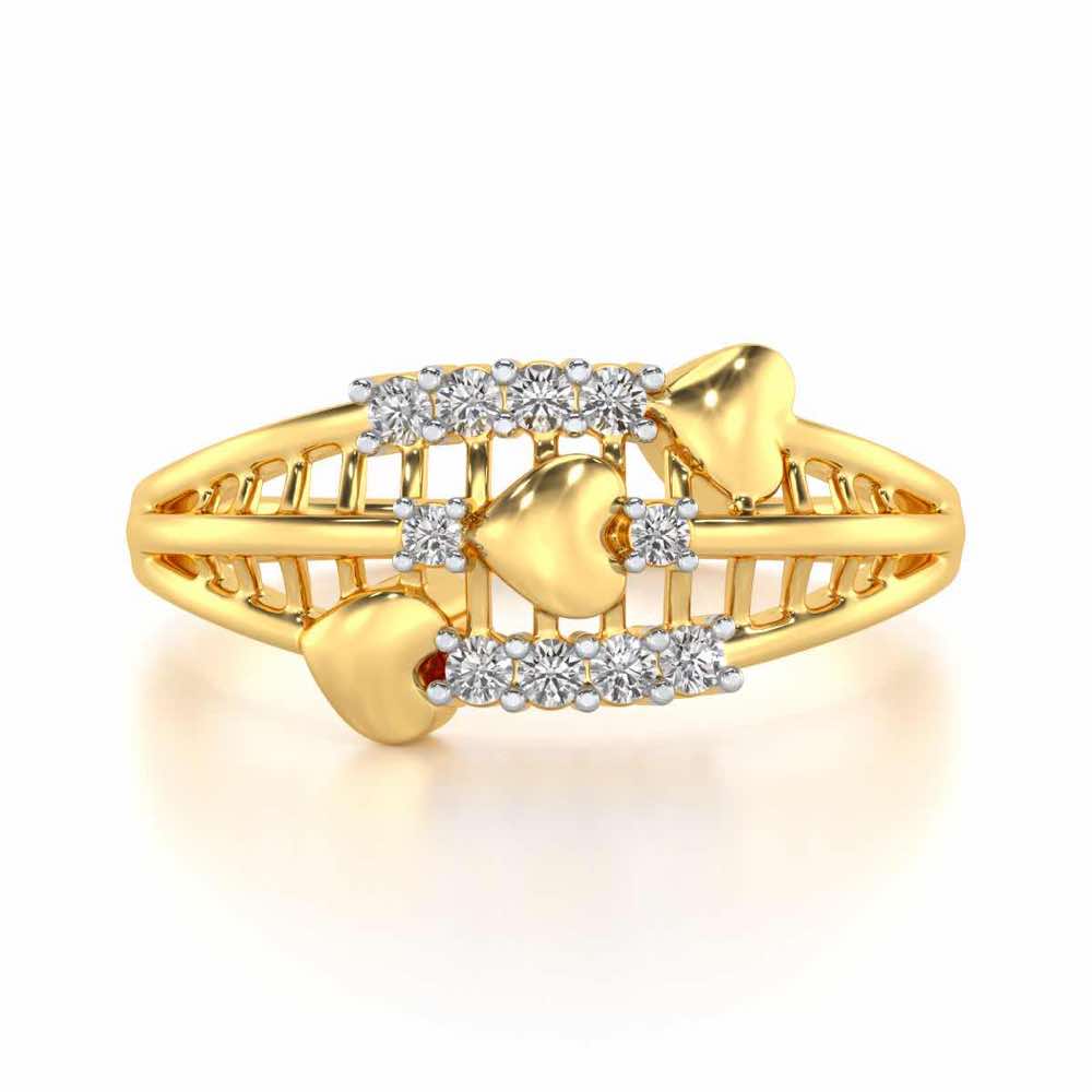 Heart Tracery Silver Ring - Yellow Gold - Image 4