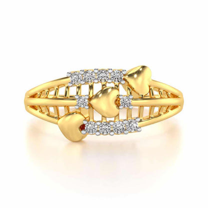 Heart Tracery Silver Ring - Yellow Gold - Image 4