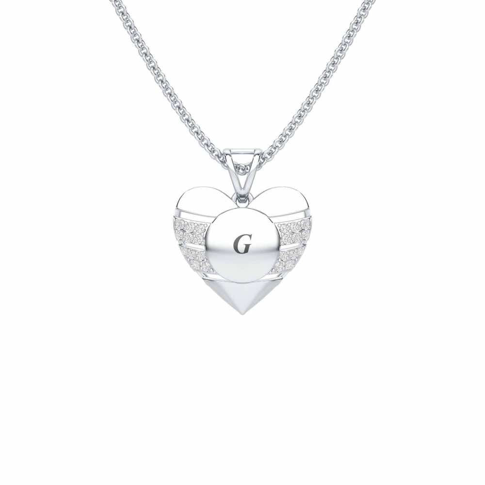 Heart Vibe Silver Pendant - White Gold - Image 1