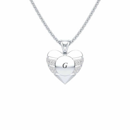 Heart Vibe Silver Pendant - White Gold - Image 1