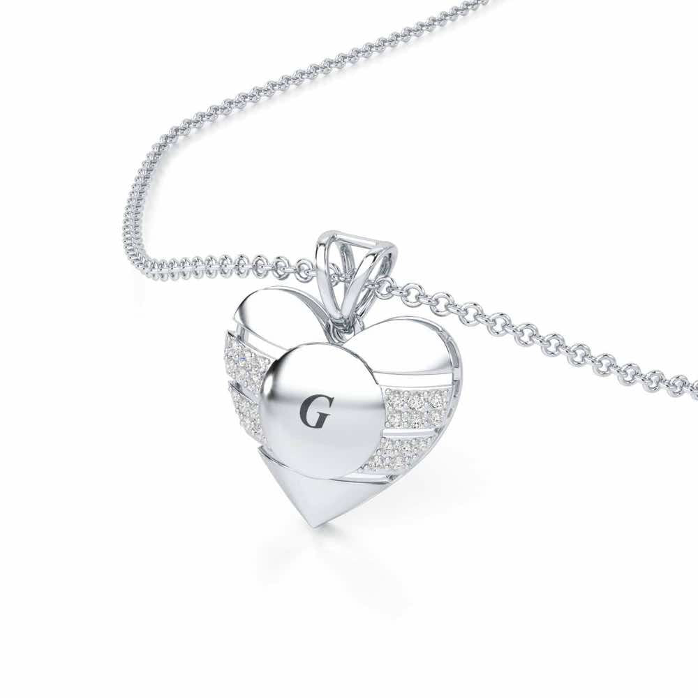 Heart Vibe Silver Pendant - White Gold - Image 2