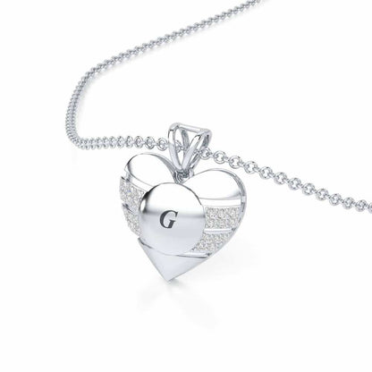 Heart Vibe Silver Pendant - White Gold - Image 2