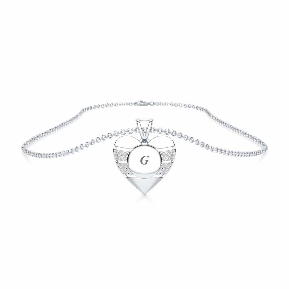 Heart Vibe Silver Pendant - White Gold - Image 3