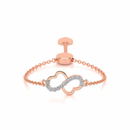 Heart Wave Adjustable Silver Ring - Rose Gold - Image 1