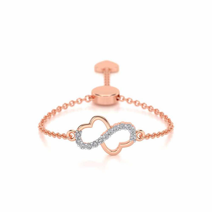 Heart Wave Adjustable Silver Ring - Rose Gold - Image 1