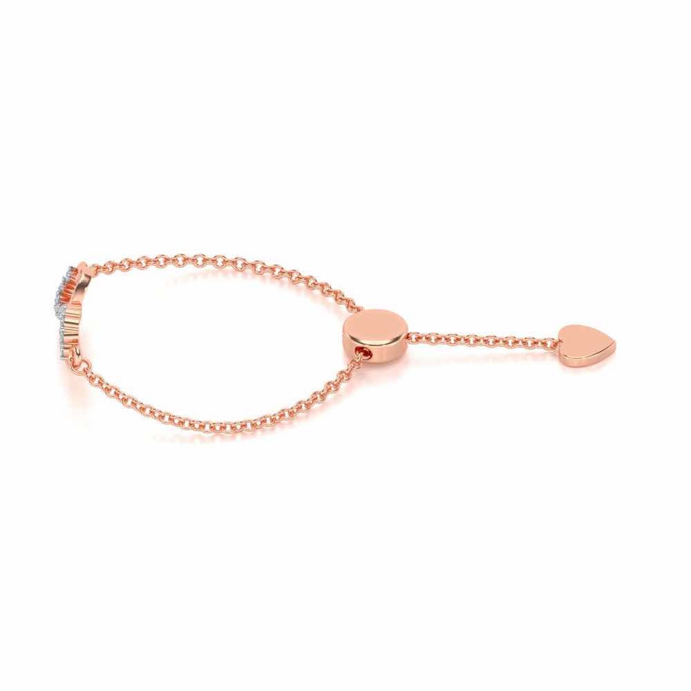 Heart Wave Adjustable Silver Ring - Rose Gold - Image 2