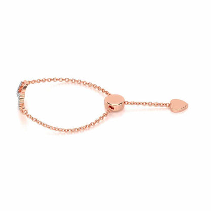 Heart Wave Adjustable Silver Ring - Rose Gold - Image 2