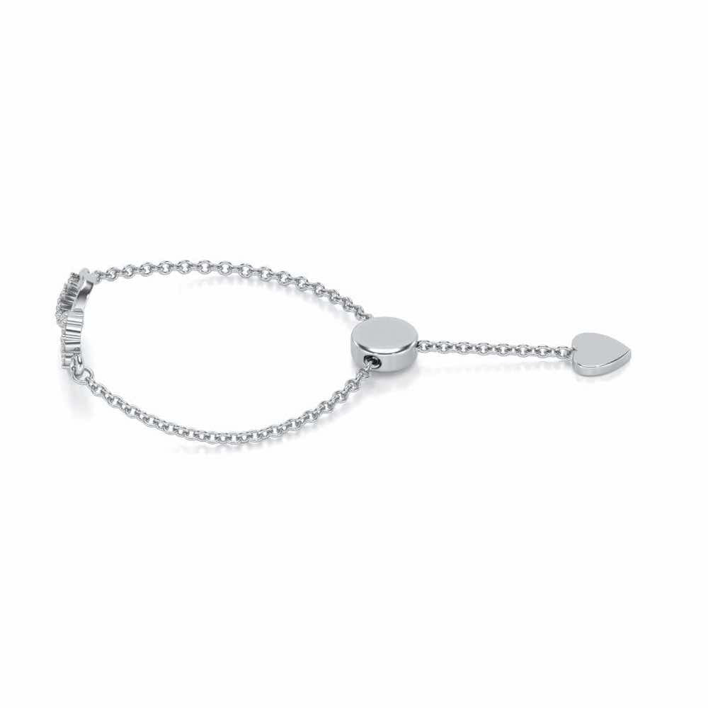 Heart Wave Adjustable Silver Ring - White Gold - Image 2