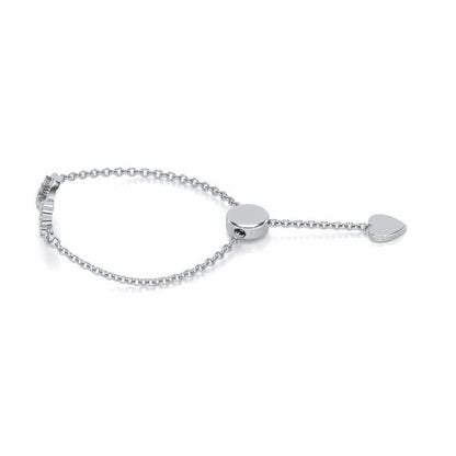 Heart Wave Adjustable Silver Ring - White Gold - Image 2