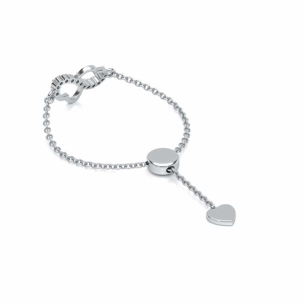 Heart Wave Adjustable Silver Ring - White Gold - Image 3