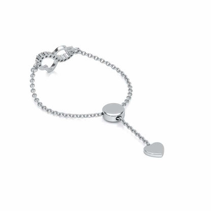Heart Wave Adjustable Silver Ring - White Gold - Image 3