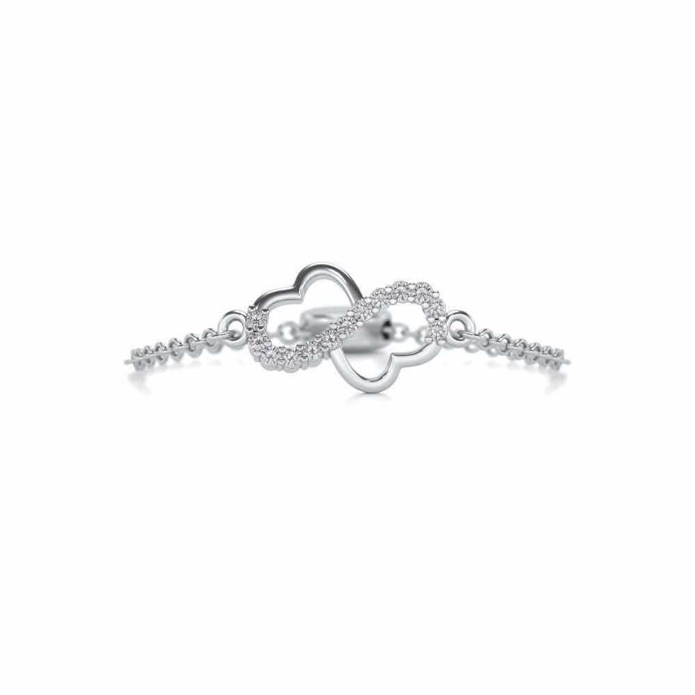 Heart Wave Adjustable Silver Ring - White Gold - Image 4