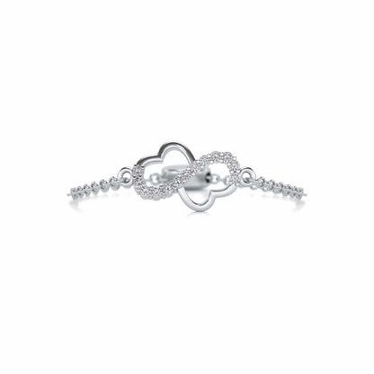 Heart Wave Adjustable Silver Ring - White Gold - Image 4