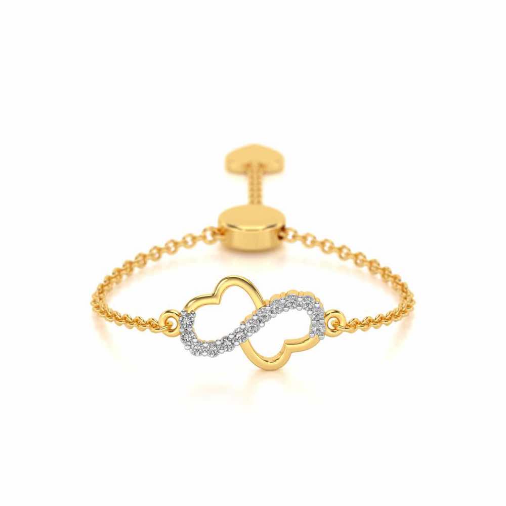 Heart Wave Adjustable Silver Ring - Yellow Gold - Image 1